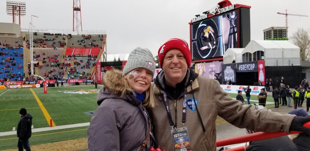 Thank you - David and Lisa at Stampeders game