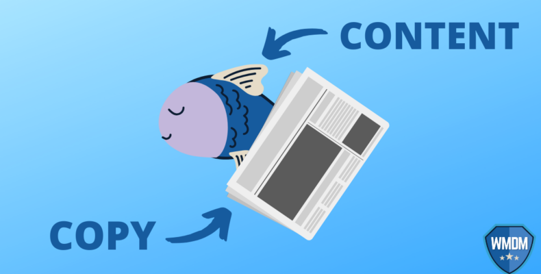 Copy vs content - A fish and a newspaper