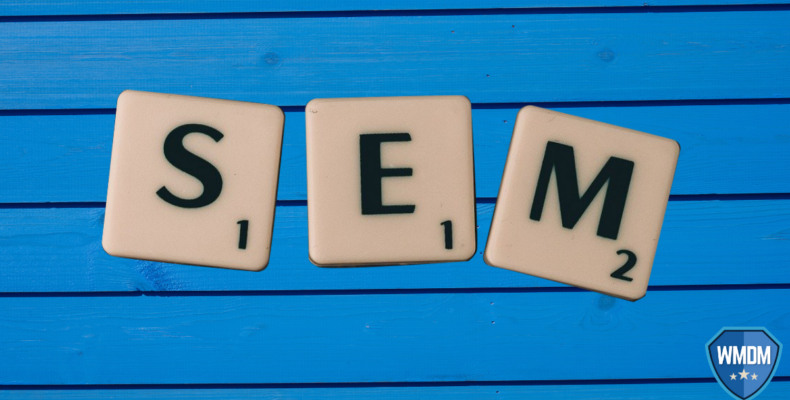 High-intent keywords: Letter blocks spelling SEM